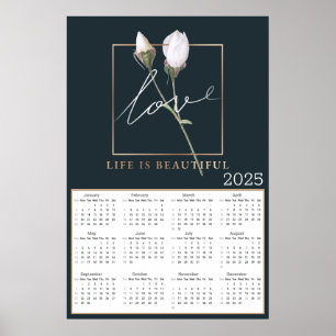 Poster Love Life é um belo Rosa Buds 2025 Calendar