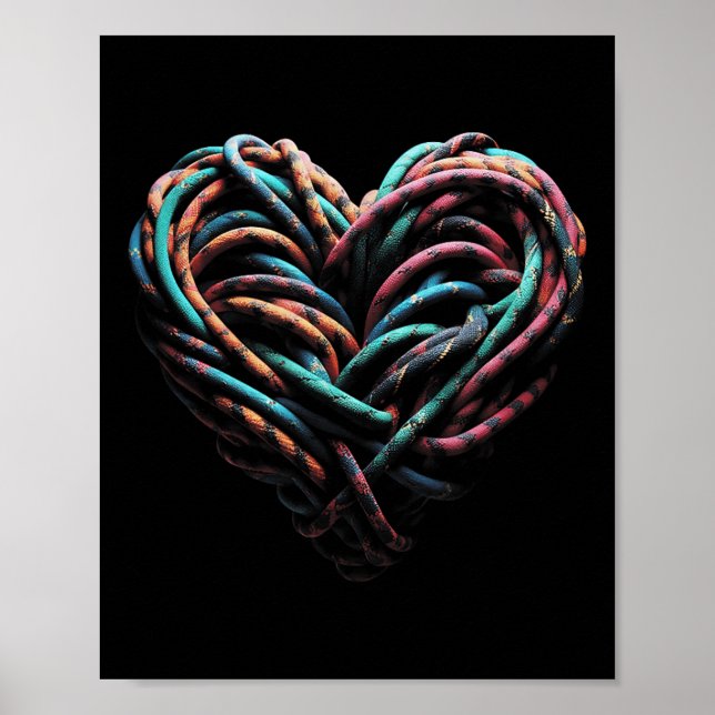 Poster Love Mountain Escalbing Rock Climber Heart (Frente)