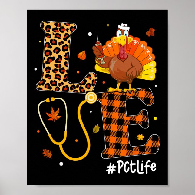 Poster Love Nurse Life Fall PCT Enfermeira Leopard Xadrez (Frente)