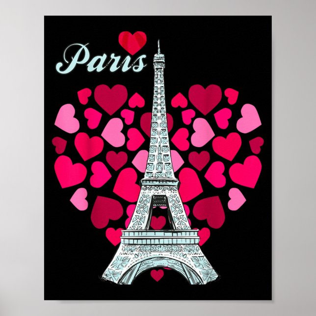 Poster Love Paris Heart Eiffel Tower Souvenir France Fren (Frente)