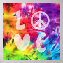 Love Peace Abstract Bright Rainbow Batik Tie Dye