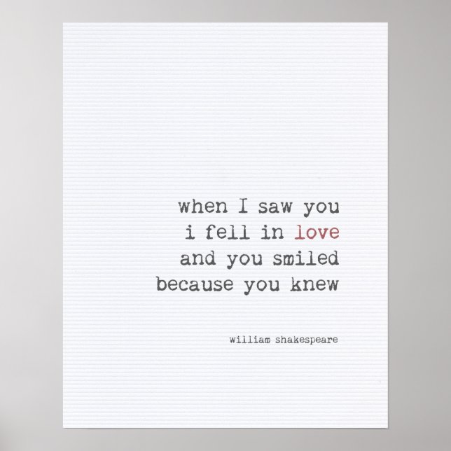 Pôster Love quote art typography Shakespeare (Frente)