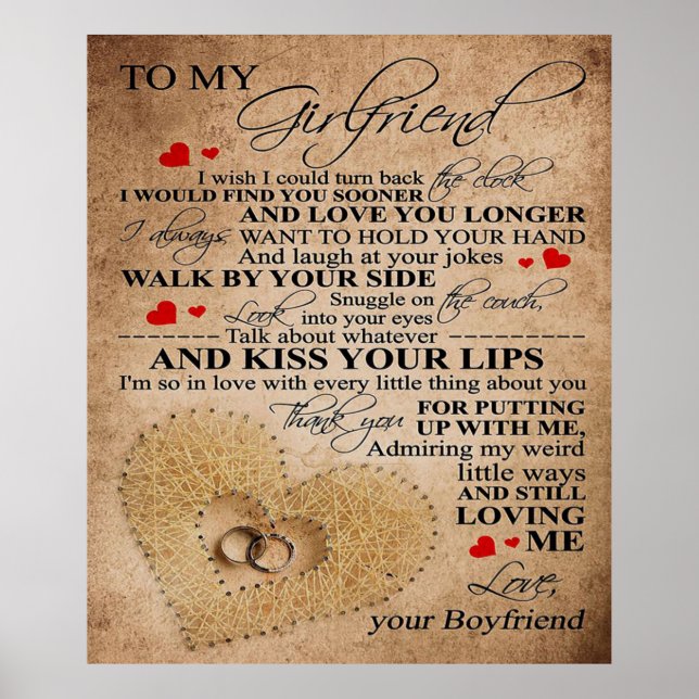 Poster Love Quote For Girlfriend | Cute Family Present (Frente)