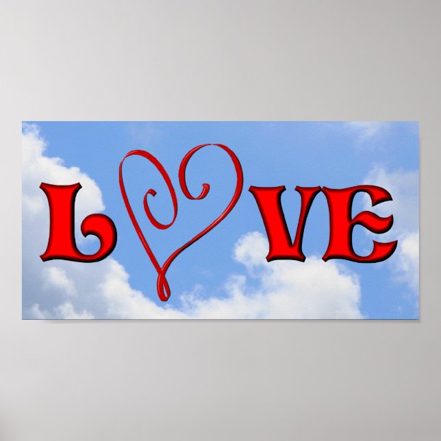 Poster Love Red Heart Blue Sky (Frente)