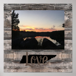Poster LOVE Rústico PERSONALIZADO DO TENNESSEE no script