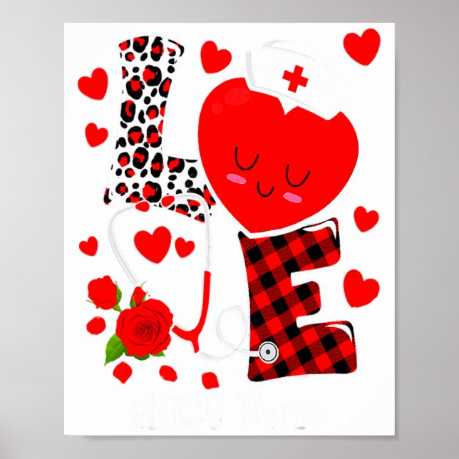 Poster Love Stethoscope Heart Nicu Nurse Valentines Day  (Frente)