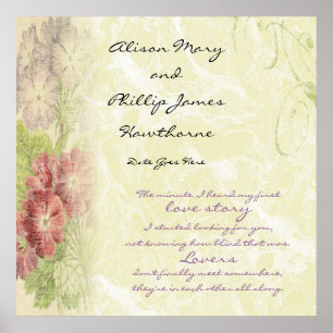 Poster Love Story personalizado floral