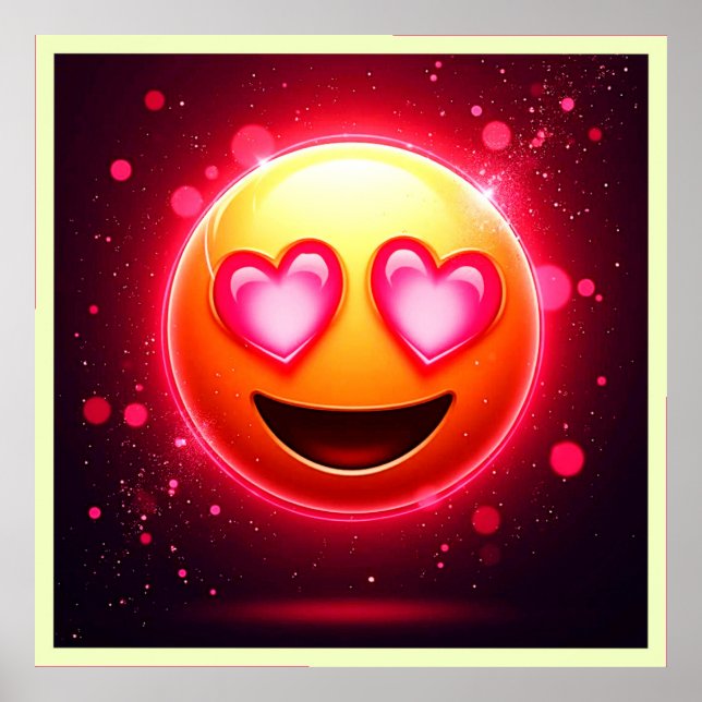 Poster Love Struck Emoji Hearts Glow (Frente)
