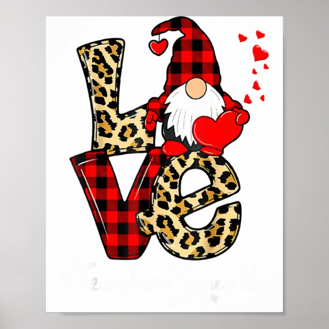 Poster Love Teacher Squad Gnome Hearts Valentines Gnome T (Frente)