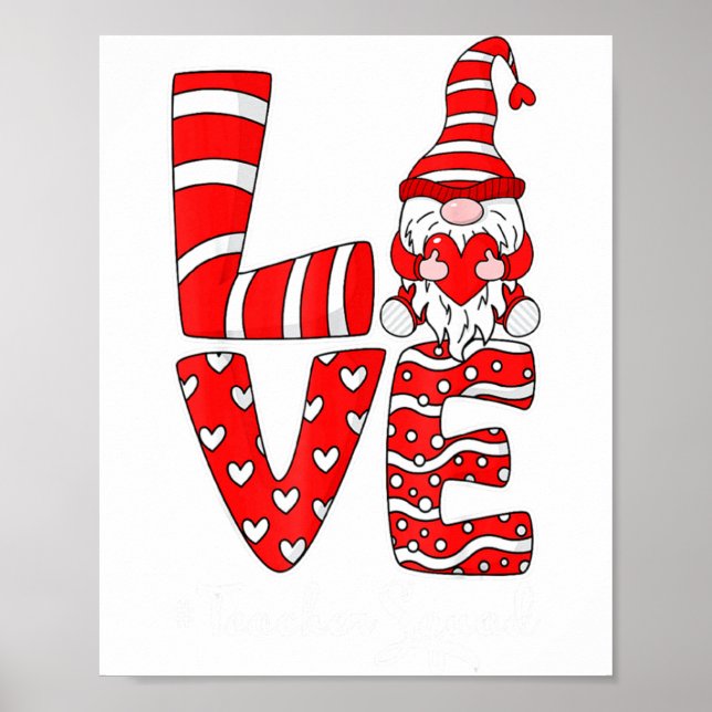 Poster Love Teacher Squad Gnome Hearts Valentines Gnome T (Frente)