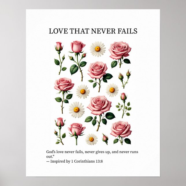 Poster Love that never fails Christian wall art (Frente)