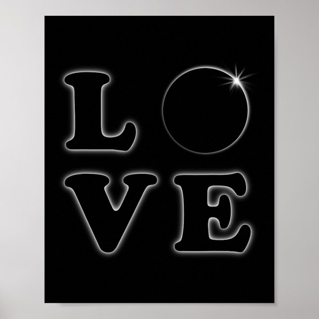 Poster Love Total Solar Eclipse 04.08.2024 Totalidade (Frente)