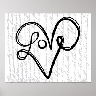 Pôster Love Typografia Text Art
