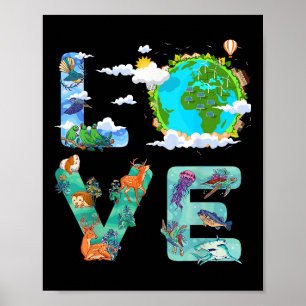 Poster Love World Earth Day Environmental 22 de abril