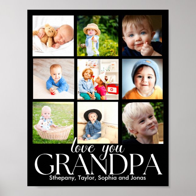 Poster Love You Grandpa Beautiful Collage 9 Photos  (Frente)