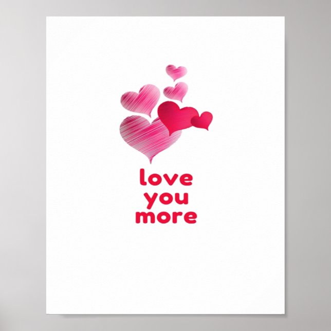 Poster Love You More Cute Valentines Day Design  (Frente)