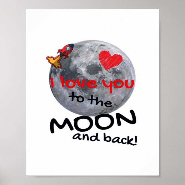 Poster Love You To The Moon And Back Playful Style  (Frente)