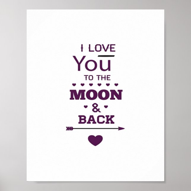 Poster Love You To The Moon And Back Valentines Day Roman (Frente)