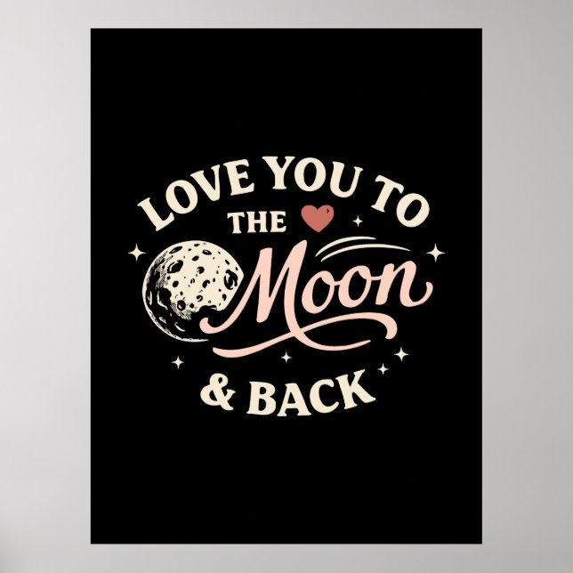 Poster Love You to the Moon Retro Classic Valentine (Frente)