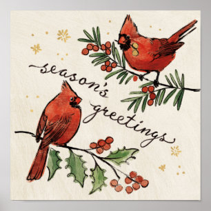 Poster Lovebirds do cardeal do Natal