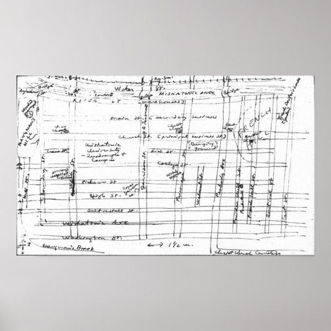 Pôster Lovecraft Sketch of Arkham (Frente)