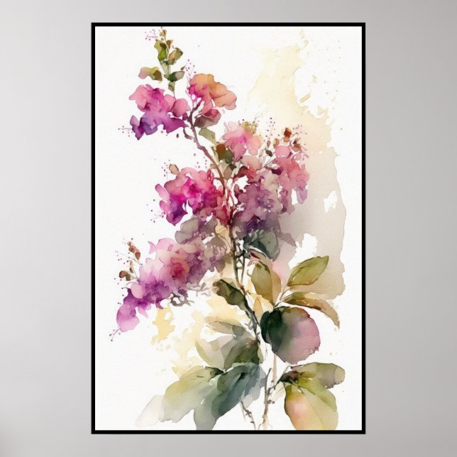 Poster Lovely Bougainvillea Watercolor (Frente)