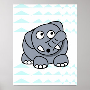 Poster lovely elephant on chevron background Nursery baby