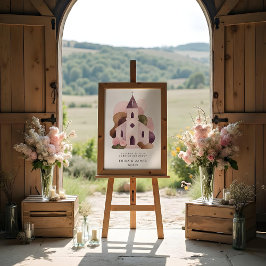 Poster Lovely Rustic Pink Tones Church Wedding
