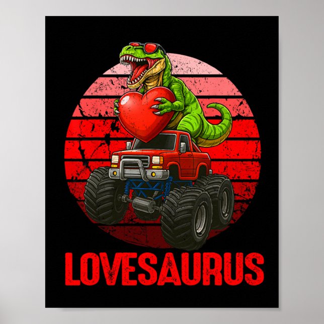 Poster Lovesaurus Dinossauro Caminhão Monstro do Dia dos  (Frente)