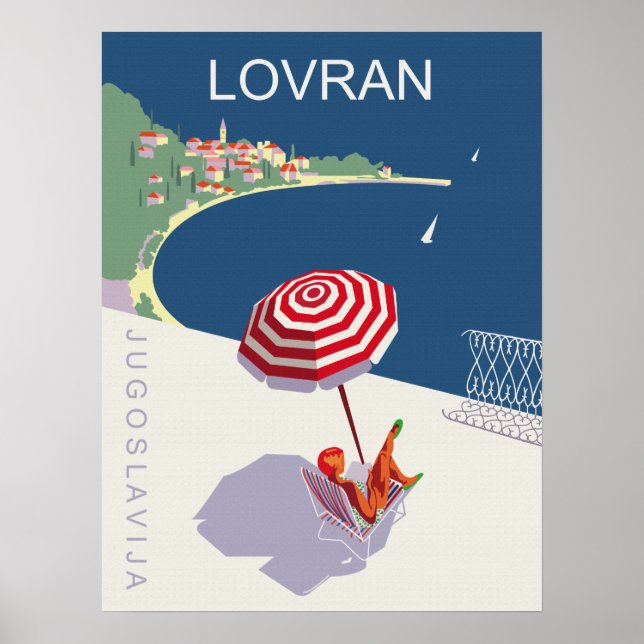 Poster Lovran, Jugoslávia, Croácia (Frente)