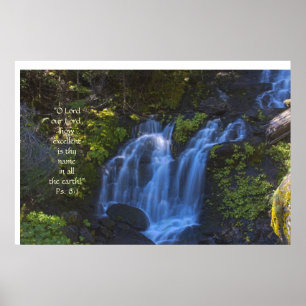 Pôster Lower Falls Creek Waterfall HDR Print w/Scripture
