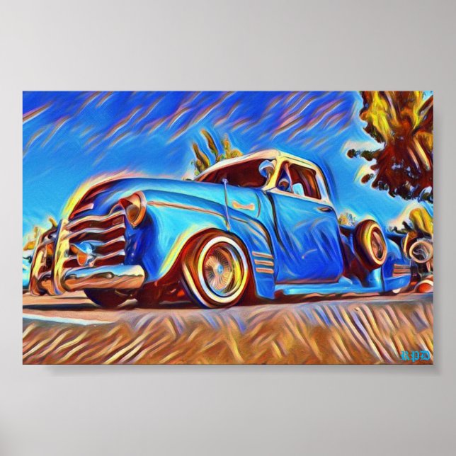 Poster Lowrider Chevrolet 3100 Baixo Chevy Truck Art (Frente)