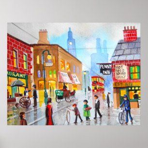Pôster Lowry inspirou o bonde da pintura de cena da rua