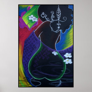 Pôster Lua Africana na Água Digital