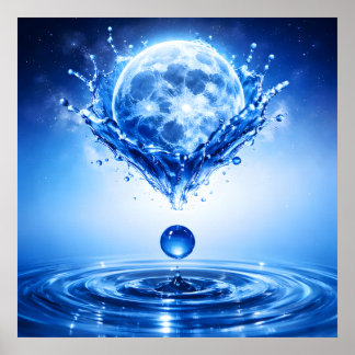 Poster Lua Azul da Meia-Noite Líquida