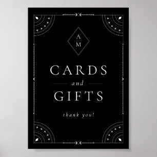 Poster Lua Celestial Escura e Estrelas Cartões e Presente