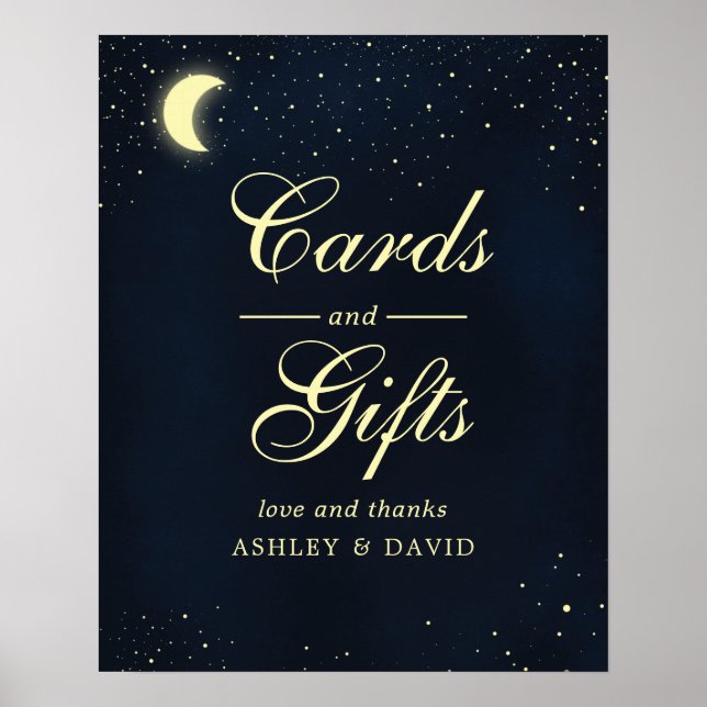 Poster Lua Celestial Stars Midnight Blue Cards & Gifts (Frente)