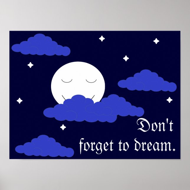 Poster Lua cheia à meia-noite e estrelas (Frente)