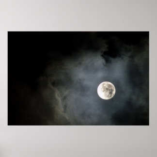 Pôster Lua cheia e nuvens