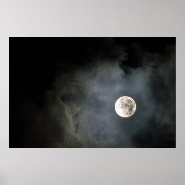 Pôster Lua cheia e nuvens (Frente)