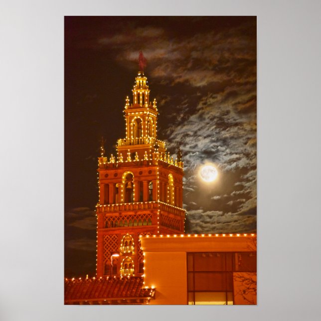 Poster Lua Cheia e Torre Giralda, Kansas City, Missouri (Frente)