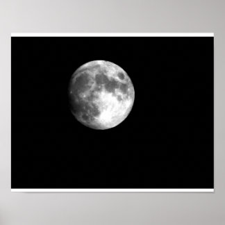 Pôster Lua cheia em preto e branco