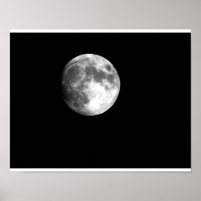 Pôster Lua cheia em preto e branco (Frente)