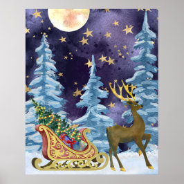 Poster Lua Cheia Sobre Rena Com Luz