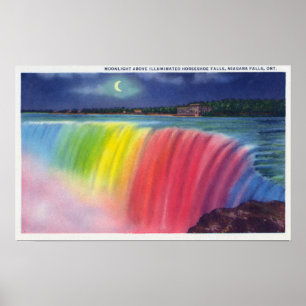 Pôster Lua Crescente acima da Exibição de Cavalos Ilumina