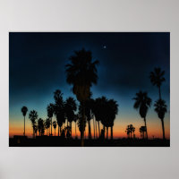Lua Crescente E Uma Estrela No Sunset