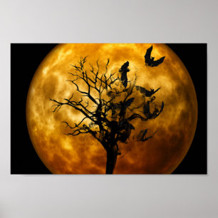 Poster Lua de Cheio e Morcegos