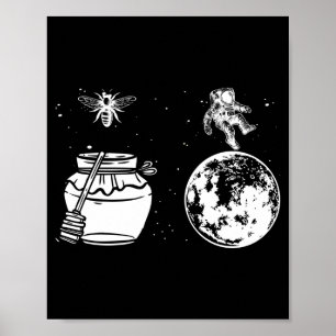 Poster Lua de mel do astronauta do mel masculino lua engr