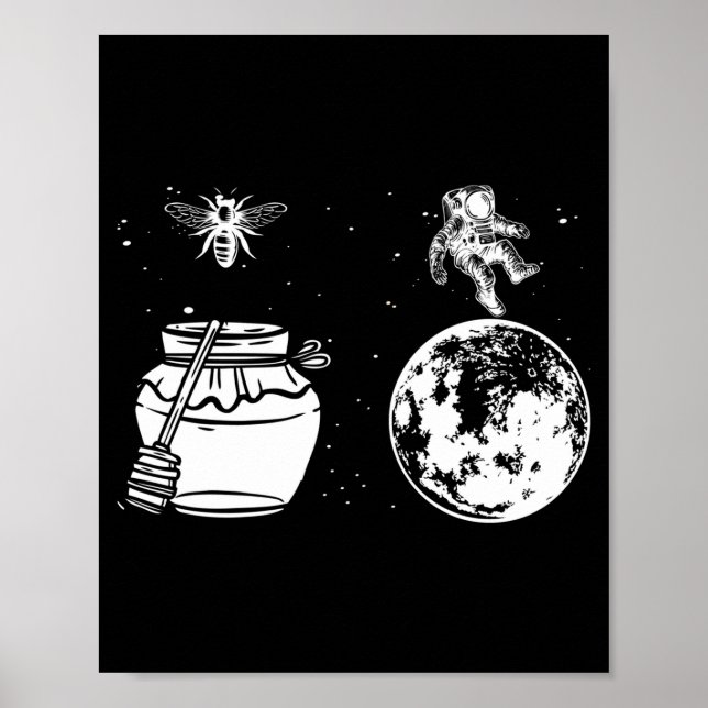 Poster Lua de mel do astronauta do mel masculino lua engr (Frente)