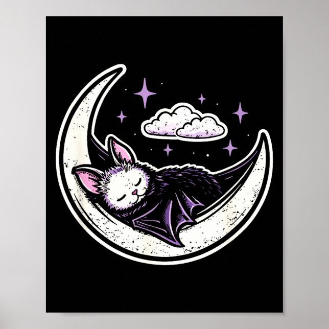 Poster Lua de morcego assustadora fofa kawaii gótica past (Frente)